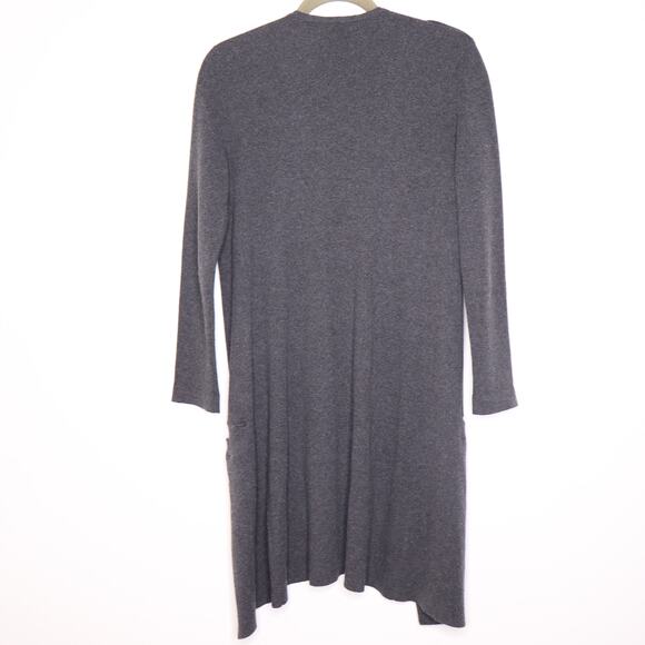 JULIETTE LONGUET Cotton Wool Sweater Coatigan Open Longline Gray Women's M - Picture 9 of 11